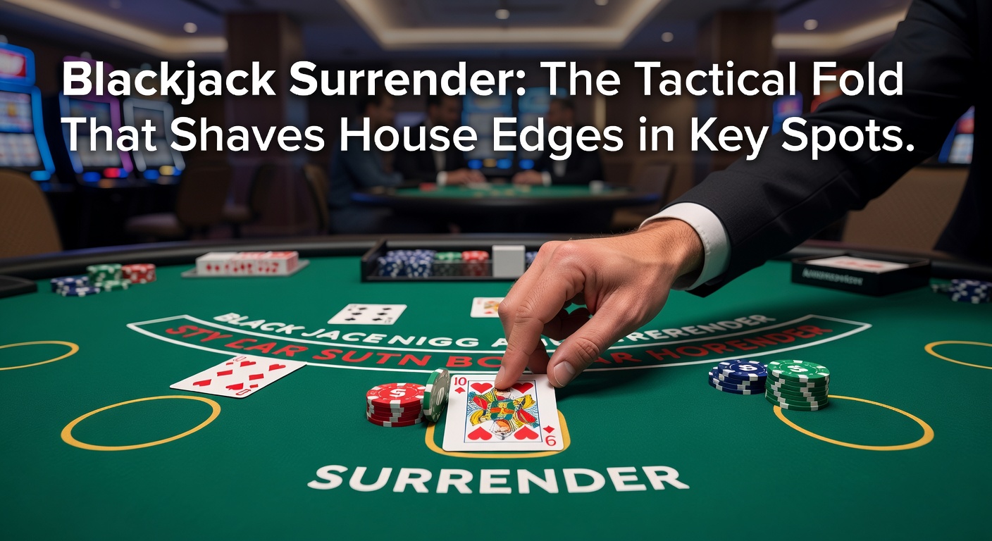 Detaillierte Strategietabelle für Blackjack Surrender; farbcodierte Felder zeigen Fold-Optionen gegen Dealer-Karten klar