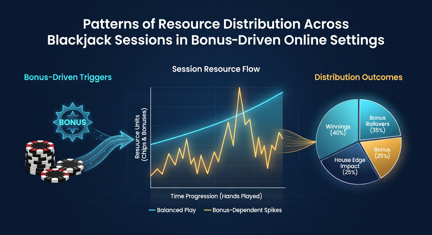 Diagramme zur Ressourcenverteilung in Blackjack-Sessions mit Boni