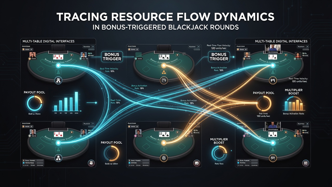 Visualisierung von Datenströmen und Ressourcenbewegungen in bonusgetriggerten Blackjack-Sitzungen